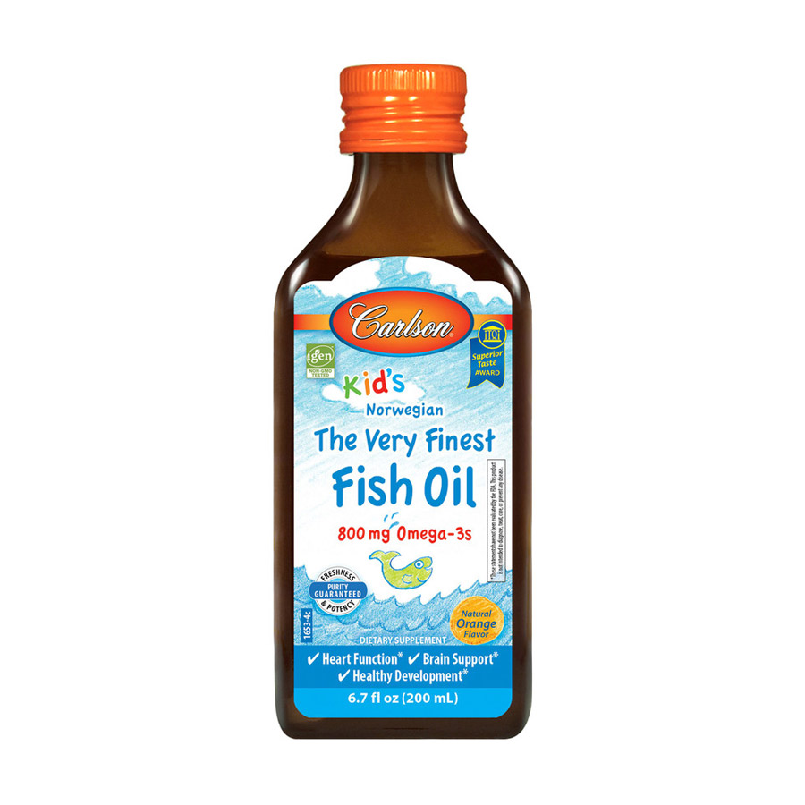 Дитячий риб'ячий жир Carlson Labs Kid's The Very Finest Fish Oil зі смаком апельсину, в рідині, 200 мл